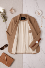 Blazer Feminino Acinturado de Alfaiataria em Sarja
