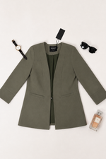 Blazer Feminino Alongado de Alfaiataria com Manga 3/4
