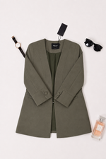 Blazer Feminino Alongado de Alfaiataria com Manga 3/4