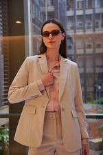 Blazer Feminino Alongado de Alfaiataria Mescla com Bolso Interno