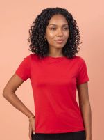 Blusa Feminina Básica Manga Curta em Viscolycra com Decote Canoa