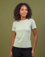 Blusa Feminina Básica Manga Curta em Viscolycra com Decote Canoa
