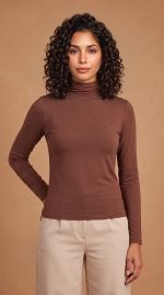 Blusa Feminina Básica em Viscolycra com Gola Chaminé