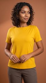 Blusa Feminina Básica Manga Curta em Viscolycra com Decote Canoa
