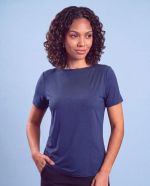 Blusa Feminina Básica Manga Curta em Viscolycra com Decote Canoa