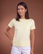 Blusa Feminina Básica Manga Curta em Viscolycra com Decote Canoa