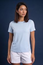 Blusa Feminina Básica Manga Curta em Viscolycra com Decote Canoa