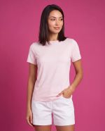 Blusa Feminina Básica Manga Curta em Viscolycra com Decote Canoa