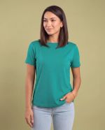 Blusa Feminina Básica Manga Curta em Viscolycra com Decote Canoa