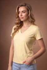 Blusa Feminina Básica Manga Curta em Viscolycra com Decote V