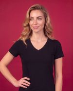 Blusa Feminina Básica Manga Curta em Viscolycra com Decote V
