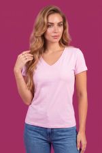 Blusa Feminina Básica Manga Curta em Viscolycra com Decote V