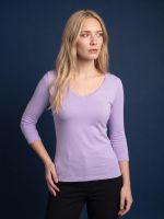 Blusa Feminina Básica Manga 3/4 em Viscolycra com Decote V