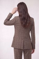 Blazer Feminino Xadrez em Algodão com Bolsos Diagonais