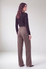 Calça Feminina Reta em Algodão Xadrez com Cintura Alta