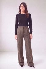 Calça Feminina Reta em Algodão Xadrez com Cintura Alta