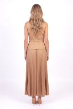 Conjunto Feminino Colete e Saia Plissada com Cinto