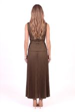 Conjunto Feminino Colete e Saia Plissada com Cinto