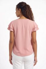 Blusa Feminina em Viscose com Manga Curta de Babados