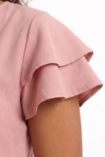 Blusa Feminina em Viscose com Manga Curta de Babados