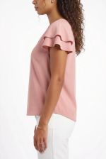 Blusa Feminina em Viscose com Manga Curta de Babados