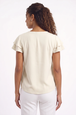 Blusa Feminina em Viscose com Manga Curta de Babados
