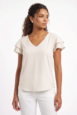 Blusa Feminina em Viscose com Manga Curta de Babados
