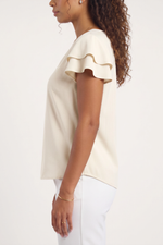 Blusa Feminina em Viscose com Manga Curta de Babados