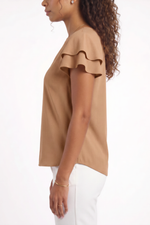 Blusa Feminina em Viscose com Manga Curta de Babados