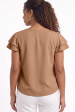 Blusa Feminina em Viscose com Manga Curta de Babados