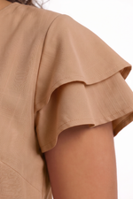 Blusa Feminina em Viscose com Manga Curta de Babados
