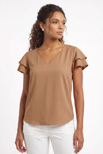 Blusa Feminina em Viscose com Manga Curta de Babados