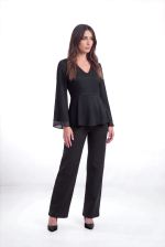 Blusa Feminina Peplum com Transparência e Manga Longa