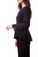 Blusa Feminina Peplum com Transparência e Manga Longa