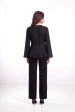 Blusa Feminina Peplum com Transparência e Manga Longa