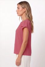 Blusa Feminina Manga Curta Tulipa com Decote Redondo