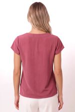 Blusa Feminina Manga Curta Tulipa com Decote Redondo