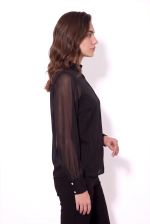 Blusa Feminina Gola Alta com Transparência e Brilho