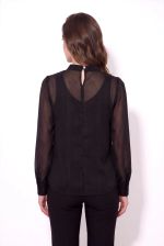 Blusa Feminina Gola Alta com Transparência e Brilho