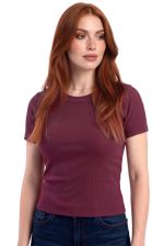 Blusa Ajustada em Malha Canelada