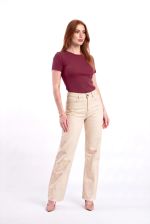 Calça Wide Leg em Natural Denim