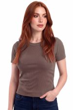 Blusa Ajustada em Malha Canelada