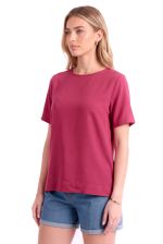 Blusa Decote Canoa Manga Curta em Viscose