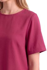 Blusa Decote Canoa Manga Curta em Viscose