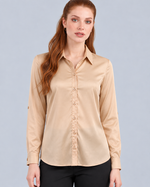 Camisa Feminina Acetinada Slim com Martingale