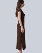 Vestido Midi em Malha de Viscose Canelada