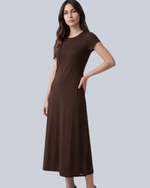 Vestido Midi em Malha de Viscose Canelada