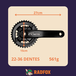 Pedivela Shimano Cues 2v 36-22 Dentes 175mm Ponta Quadrada