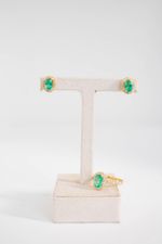 Brinco Duplo Esmeralda com Diamante