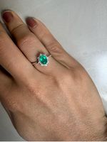 Anel Solitário Flore Esmeralda e Diamante